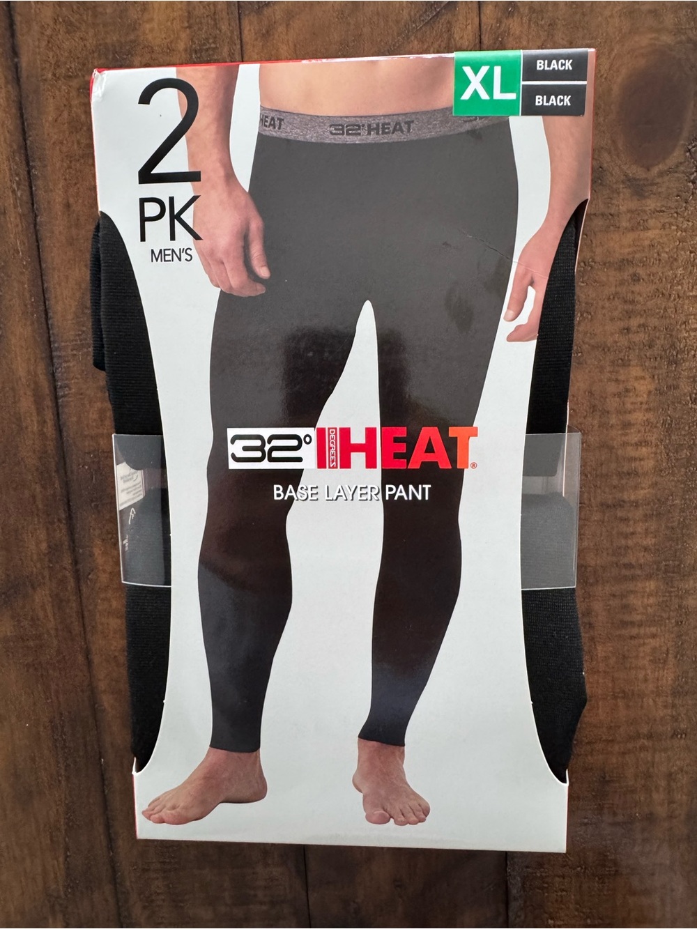 32 Degrees Black Men's Base Layer Pants - XL (2 Pack)